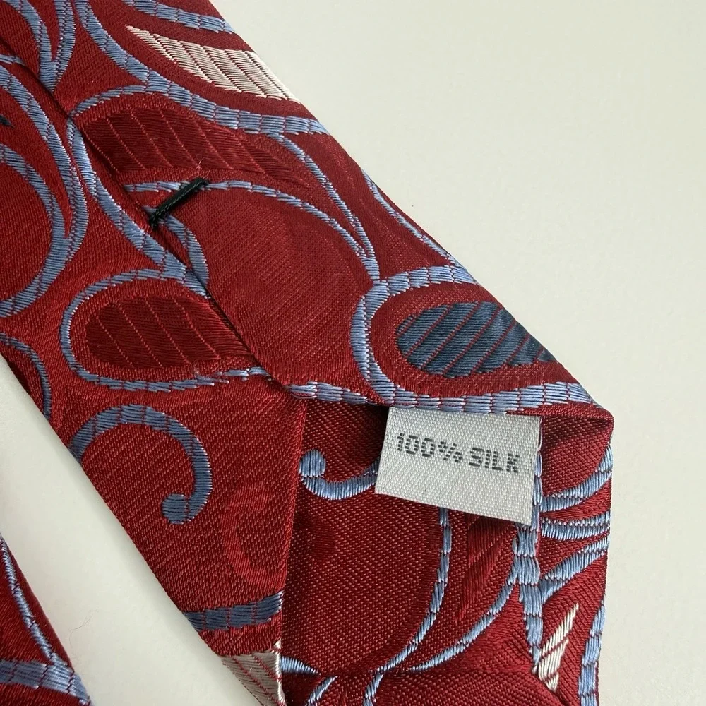 Burma &‎ Bibas Men's Silk Necktie Red Paisley Print 3 3/4